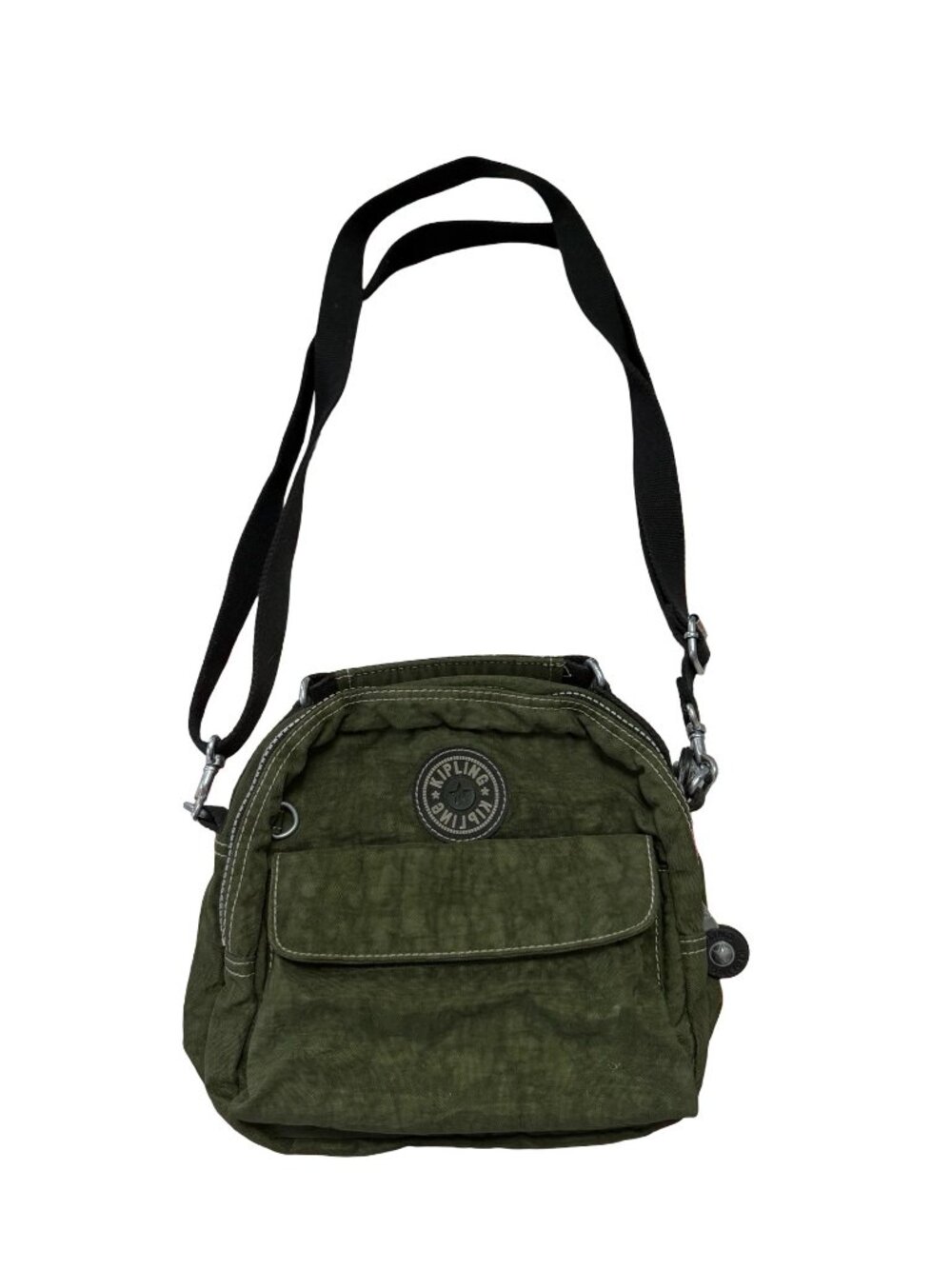 Kipling Olive Green Nylon Crossbody Shoulder Bag Adjustable Strap Y2K
